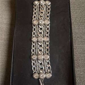 Brighton Fortino Wide bracelet with crystal accents, toggle fastening.